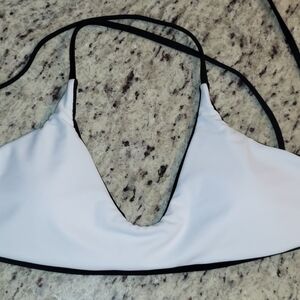Chic White & Black Reversabke 2 Piece Thong Bikini